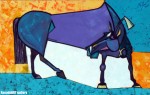 A.Chadraabal - Composition with horses - Oil on canvas - 140x60 cm